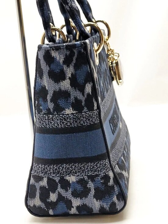 Authentic Dior Lady Dior Leopard Canvas Bag | Christian Dior Top Handle - Picture 5 of 16